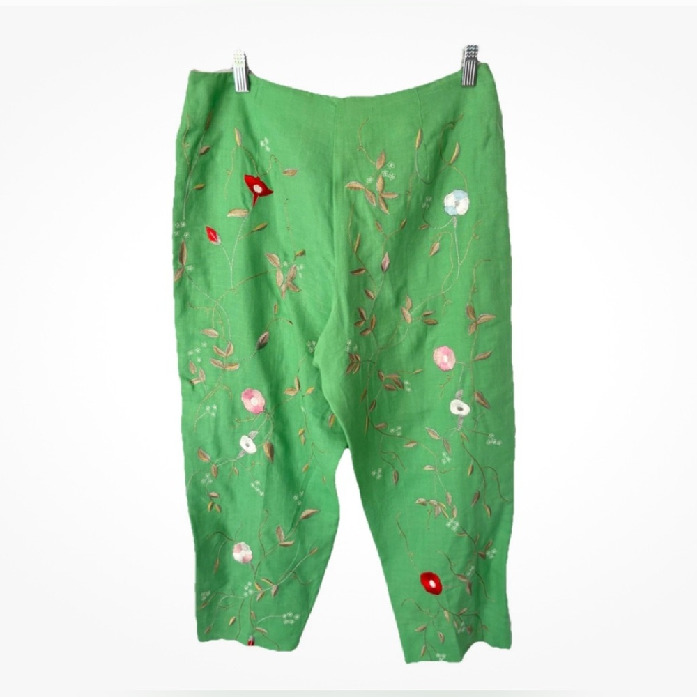 CJ Laing Southampton Vibrant Green Linen Pants size 10